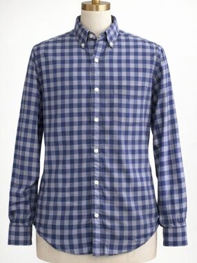 FOSSIL Men’s Plaid Button‑Down Shirt | Blue Gray | SMALL